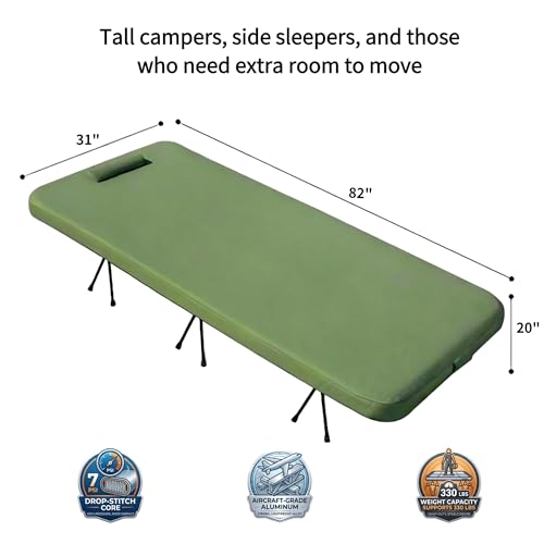 Freein Twin Camping Cot with 7 PSI Inflatable Mattress - Heavy-Duty Support