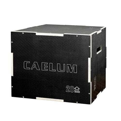 CAELUM 3-in-1 Black Wooden Plyometric Jump Box - 24 x 20 x 16 inches, Non-Slip Gym Equipment