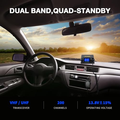 Dual Band GMRS Mobile Radio KT-8900D with 200 Channels, 25W Power - Off-Road & Vehicle Use