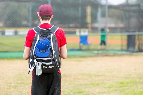Black Athletico Baseball Bag Backpack for Youth & Adults with Shoe Compartment