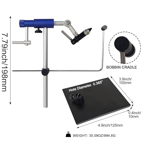 Aventik TrueGrip Fly Tying Vise with Clamp & Base - Blue, 360° Rotary, Adjustable Tension