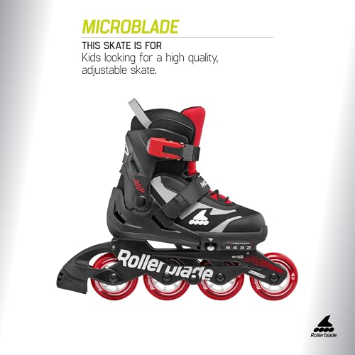 Rollerblade Microblade Kids Adjustable Inline Skates - Black/Red, Size 2-5