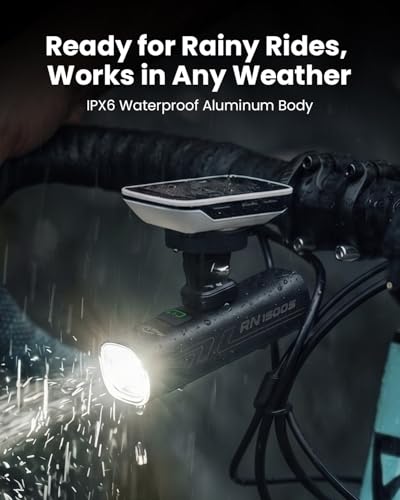 1500 Lumen Bike Front Light with Remote, Waterproof, USB Rechargeable