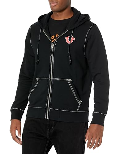 Men's Big T Zip Up Hoodie - Black, Medium, Graphic Sweatshirt