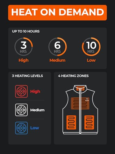 ORORO Men's Lightweight Heated Vest - 4-Zone USB-C Battery Puffer Vest, Large Black