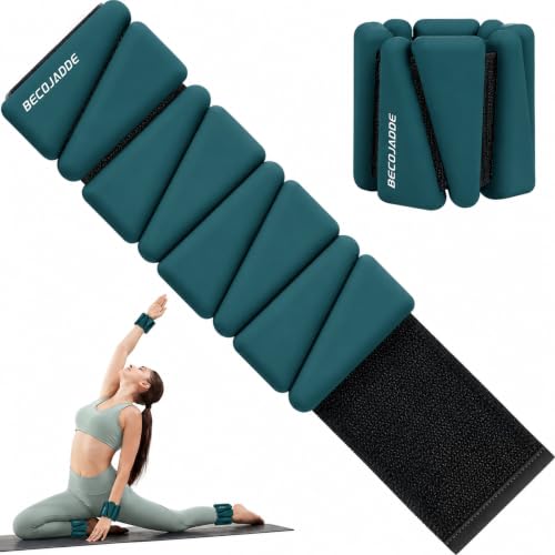 Adjustable Ankle Weights Set of 2 - 4 lb Pair with Variation Deep Emerald for Fitness