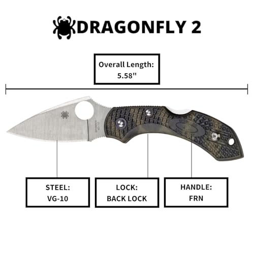 Lightweight Folding Pocket Knife with VG-10 Steel Blade - Spyderco Dragonfly 2