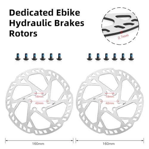 ZTZ Black 2-Piston Hydraulic E-Bike Brake Set with 160mm Rotors, Front & Rear