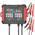 12V 2-Bank Marine Battery Charger 10A Waterproof 6-Stage Trickle Charger