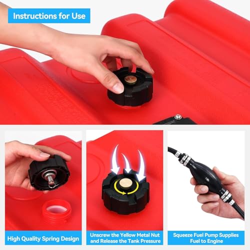 15 Gallon Portable Marine Boat Fuel Tank with Fuel Line & Built-In Filter