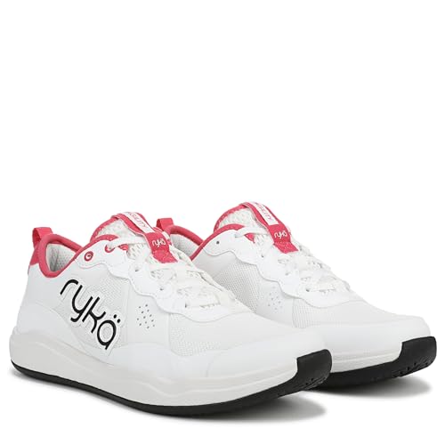Ryka Women's Court Agility Cross Training Shoe 7.5 Wide White Pink