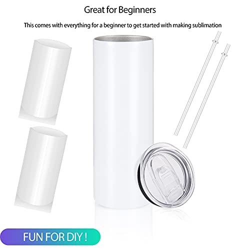 YOUKE OLA 24 Pack 20oz Sublimation Tumblers Straight Skinny Insulated Blank Cups with Gift Boxes & Accessories