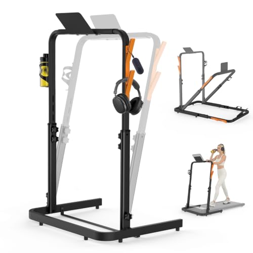 Walking Pad Handle Bar - Adjustable Foldable Treadmill Handrail with Phone & Cup Holder - Black, Large