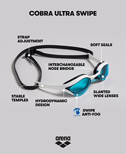 Arena Unisex Cobra Ultra Swipe Mirror Swimming Goggles Anti-Fog Blue Silver