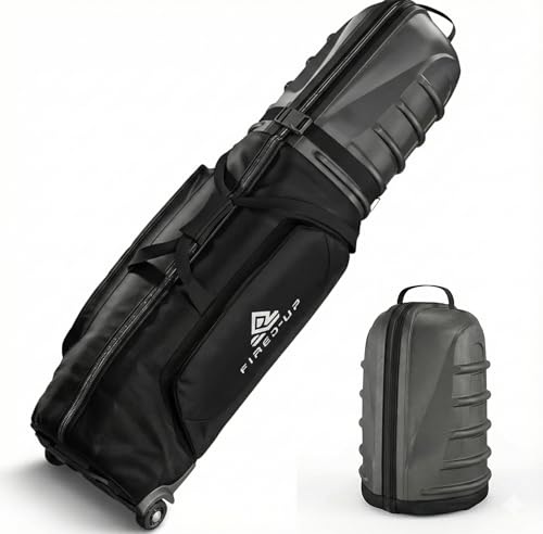 FIRED-UP Hard Top Golf Travel Bag - Collapsible Hard Shell Case with Wheels & Internal Strap