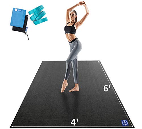 MRO Extra Large Black Yoga Mat 6x4 ft, 9mm Thick Non-Slip Exercise Mat