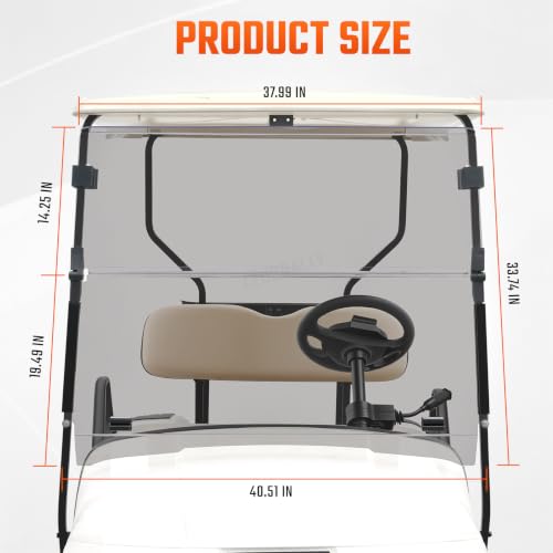 Golf Cart Windshield Kit - Fold Down, Anti-UV, Tinted for EZGO TXT 1995-2013