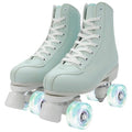 jessie Outdoor Roller Skates Women Adult with Light-Up Wheels, High Top PU Leather Skates with ABEC-7 Bearings for Indoor/Outdoor Skating, Ideal for Beginners(Green White, 39-24.5cm/9.55in)