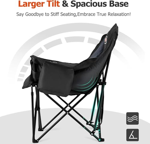 Overmont Oversized XL Camping Chair Black 500 lb Support Heavy Duty Adults
