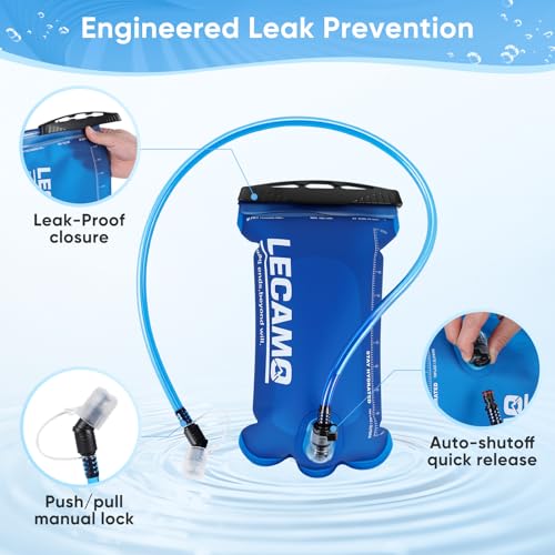 2L Hydration Bladder with Insulated Tube - Navy Blue Leak-Proof Water Reservoir for Hiking & Cycling