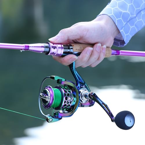 6.9ft Spinning Fishing Rod and Reel Combo for Freshwater Bass Walleye Trout - Colorful, Lightweight