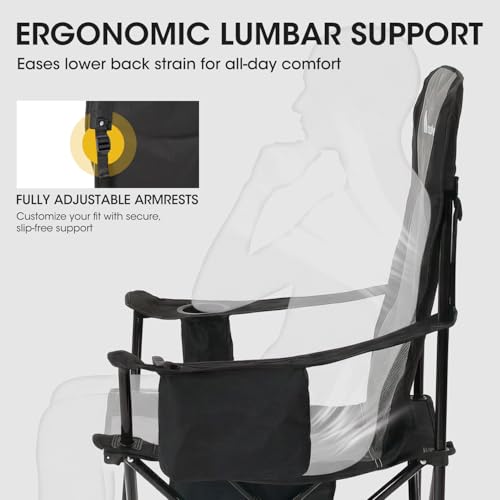 MOON LENCE Oversized Folding Camping Chair 1 - Heavy Duty, Padded, High Back with Cooler & Cup Holder