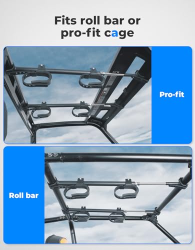 KEMIMOTO UTV Overhead Tool & Bow Rack - Roof-Mounted Storage Holder for Roll Bars