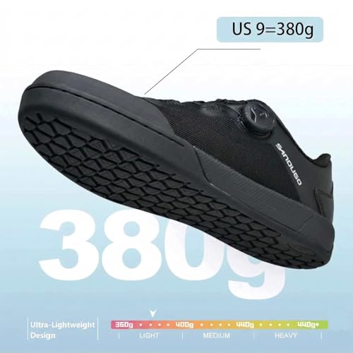SANDUGO MTB Mountain Bike Shoes for XC/Enduro/DH - Black Flat Pedal & Clipless, Size 10