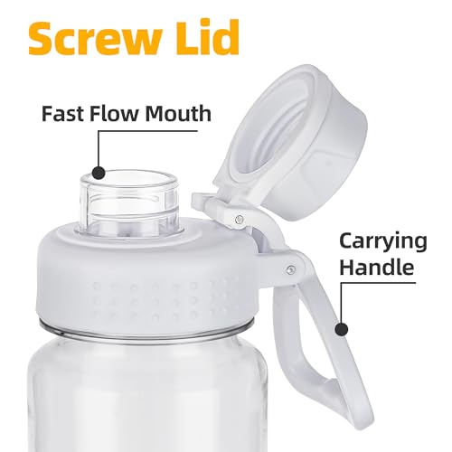 Oldley 32 oz Transparent Water Bottle with Handle & Spout Lid - BPA Free Sports Bottle