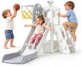 Babytronic Cream & Gray 6-in-1 Toddler Indoor & Outdoor Slide Playset for Kids 1-3