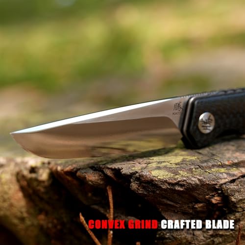 Black Carbon Fiber Handle Folding Knife 154CM Steel, 3.5" Blade, Liner Lock, Camping & Hiking