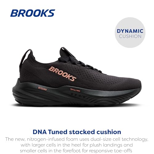 Brooks Women's Glycerin Stealthfit 22 Running Shoes - Black/Grey/Rose Gold, Size 9.5