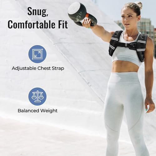 Weighted Vest for Men Women - 30 lb Black Adjustable Fitness Equipment