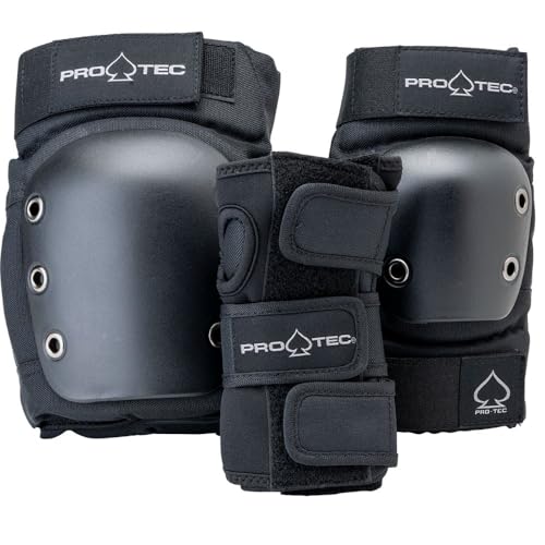 Pro-Tec Street 3-Pack Protective Gear Set for Skateboarding & Biking - Black Medium