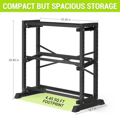 Eocnrhe Adjustable 3-Tier Dumbbell & Kettlebell Rack Stand - 18.7"D x 33.3"W x 35.8"H