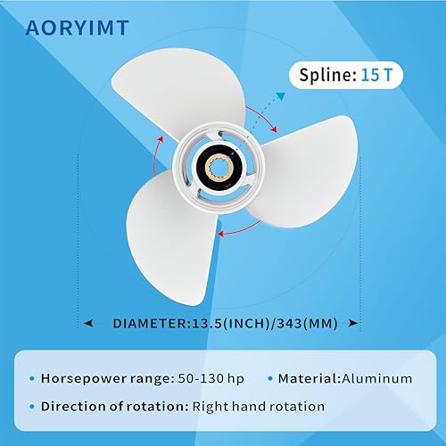 13.5x15 Aluminum Alloy Boat Propeller for Yamaha Outboard Engines - White