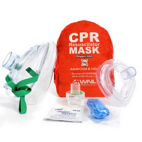 WNL Products 10-Pack CPR Rescue Masks with Soft Case for Adults & Infants