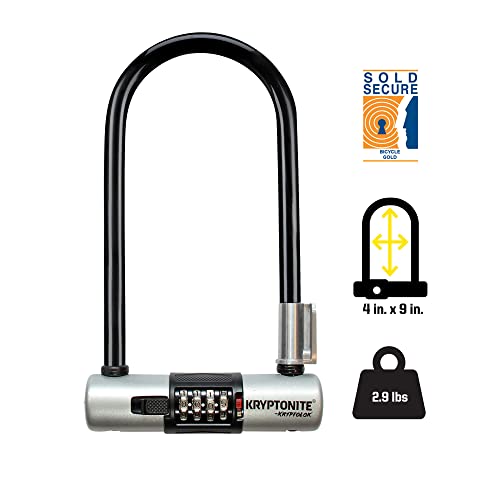 Bike U-Lock with Combo Lock & 12.7mm Steel Shackle - Black, Size