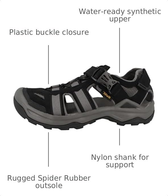 Teva Men's M Omnium 2 Leather Fisherman Sandal - Black, Size 10
