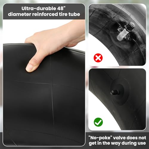 BBTO 2 Pack Inflatable River Tubes 48 Inch Heavy Duty Rubber Pool Floats for Adults