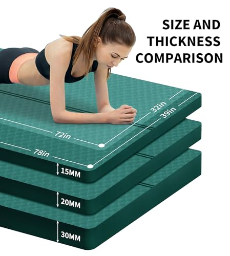 Nuveti Extra Long Exercise Yoga Mat 183x80x20mm - Green, Non Slip, Thick Support