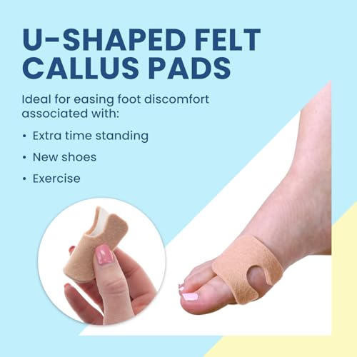 Adhesive Felt Toe Pads for Callus and Bunion Relief - Pack of 100