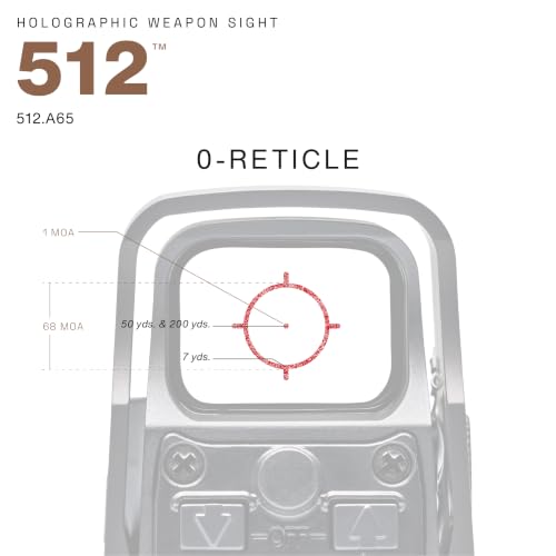 EOTECH 512.A65 Holographic Weapon Sight - 68 MOA Ring & 1 MOA Dot, Water Resistant, Fits Weaver & MIL-STD Rails