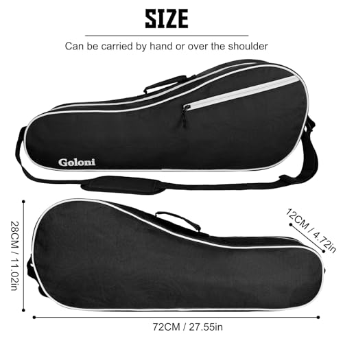 Goloni Tennis Bag for 3-4 Rackets - Water-Resistant Padded Tennis Racket Bag - Black