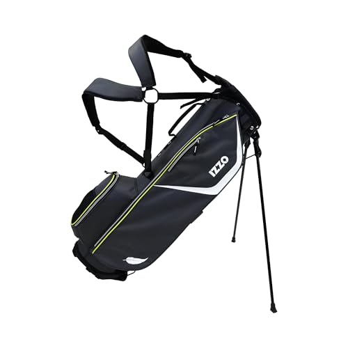 Izzo Ultra Lite Golf Stand Bag Gray Lime Lightweight with Organizer & Rain Hood