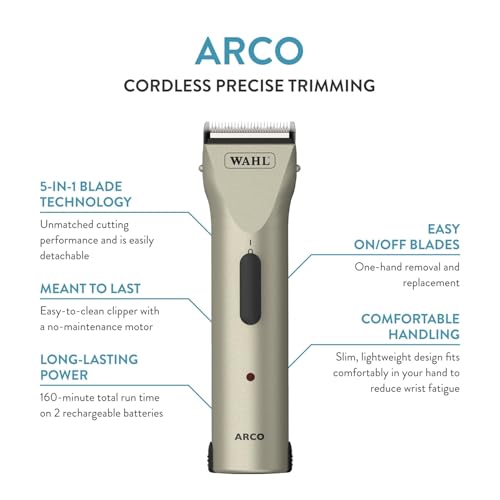 Wahl Arco Cordless Pet Clipper Kit Champagne - Professional Grooming for Dogs Cats and Horses