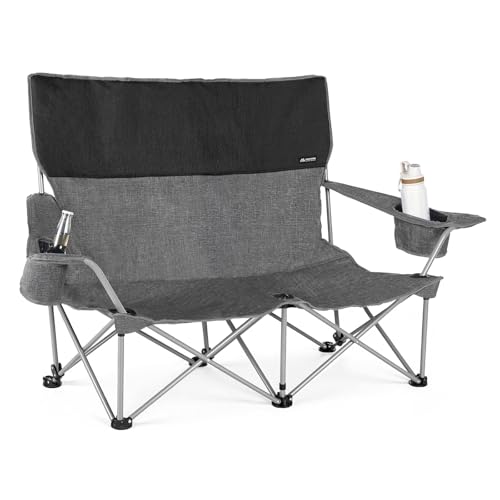 Huskfirm Grey High Back Double Camping Chair, Lightweight Outdoor Loveseat