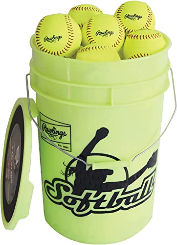 Practice Softballs Bucket of 12 - 12 Inch NCAA Official Softballs with Synthetic Cover
