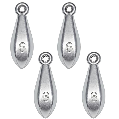 Fishing Sinkers No-Roll Bank Weights for Surf and Saltwater Fishing - Silver 6 Ounce (4pcs)