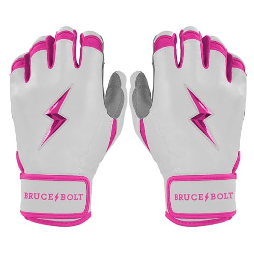 Pink Bruce Bolt Chrome Series Short Cuff Batting Gloves - Youth Small